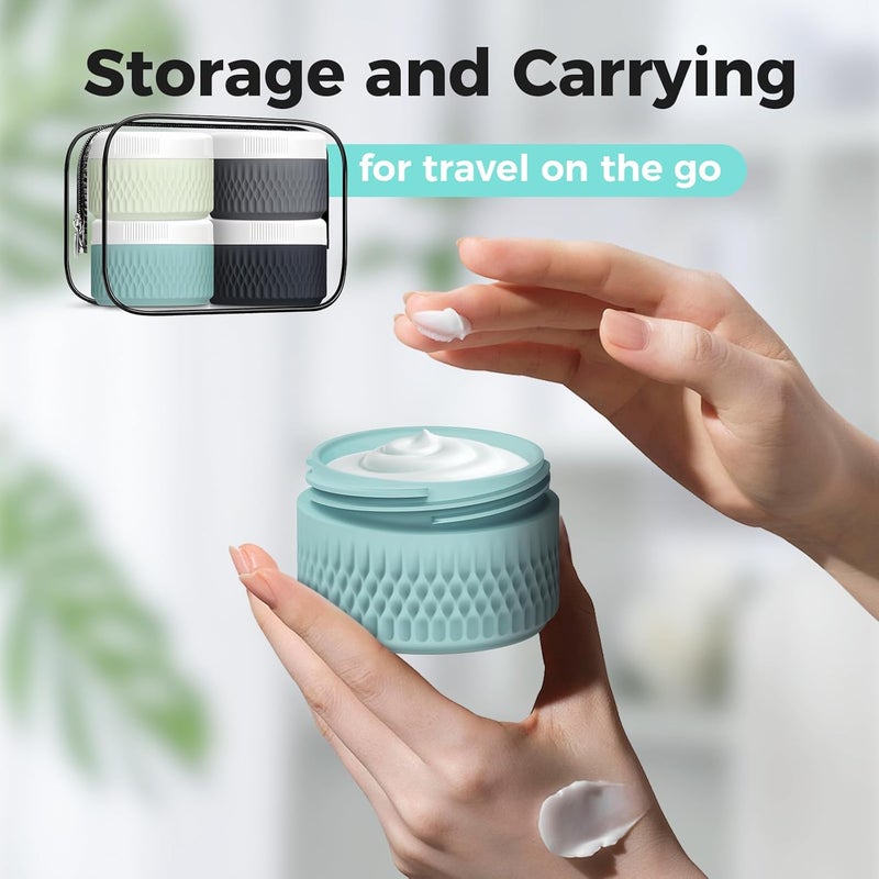 WLEAD BPA Free Silicone Cream Jars - TSA Approved 3oz Travel Size Containers, Leak-proof with Lid for Cosmetic, Face, Hand, Body Glitters - Image 2